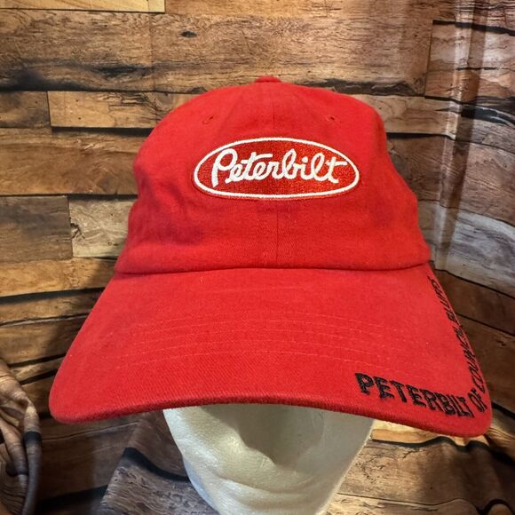 Midwest Peterbilt Of Council Bluffs Hat Cap Red Adjustable H & L Strapback Truck - Picture 1 of 8
